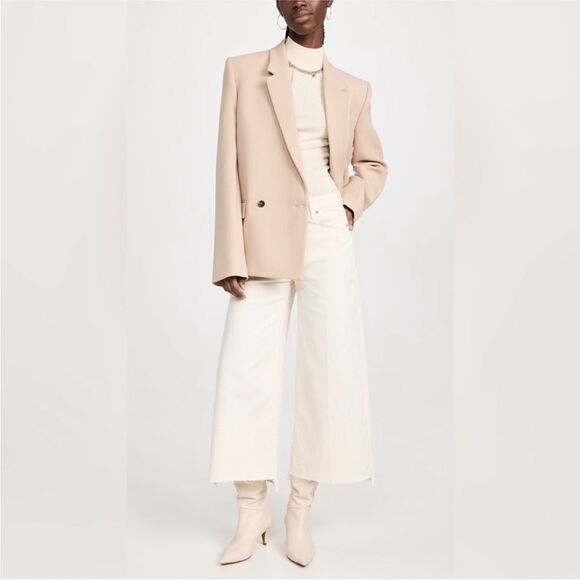 PAIGE Frankie Wide Leg Jeans with Seamed Belt Loops in DESERT DUNE - Picture 3 of 15